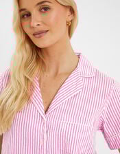 Stripe Cotton Short Pyjamas Set, Pink (PINK), large
