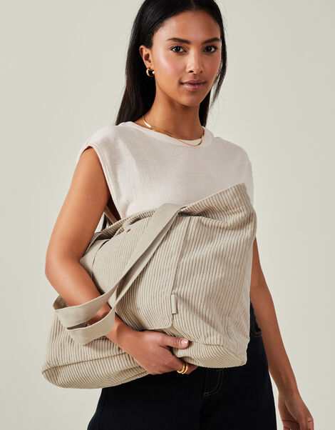 Corduroy Shopper Bag, Cream (CREAM), large