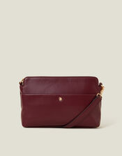 Faux Leather Small Cross-Body Bag, Red (BURGUNDY), large