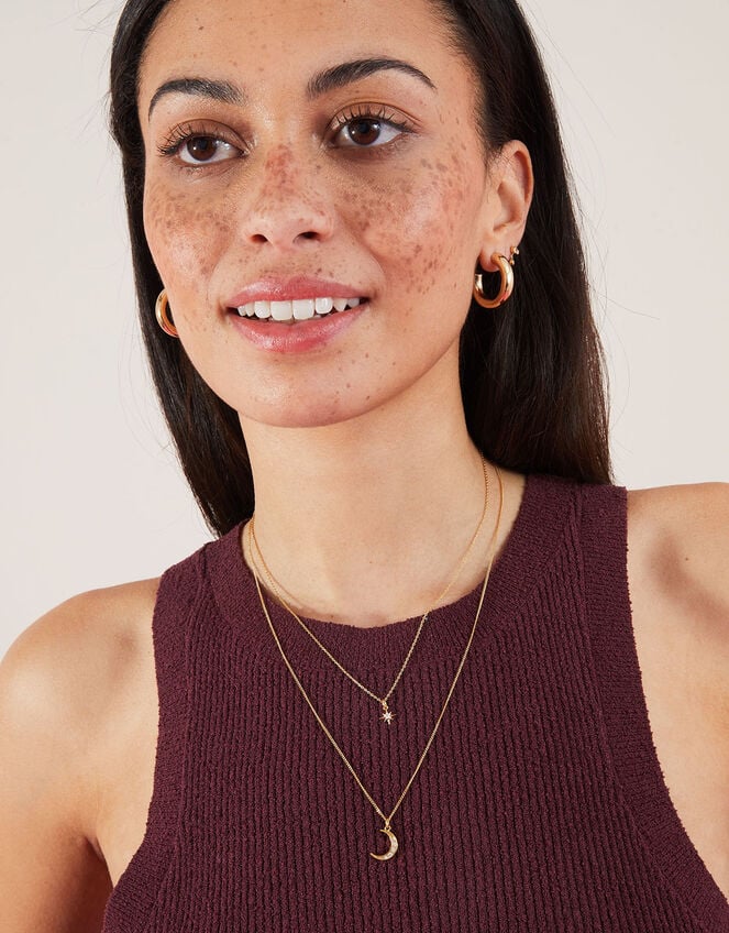 14ct Gold-Plated Celestial Necklace, , large
