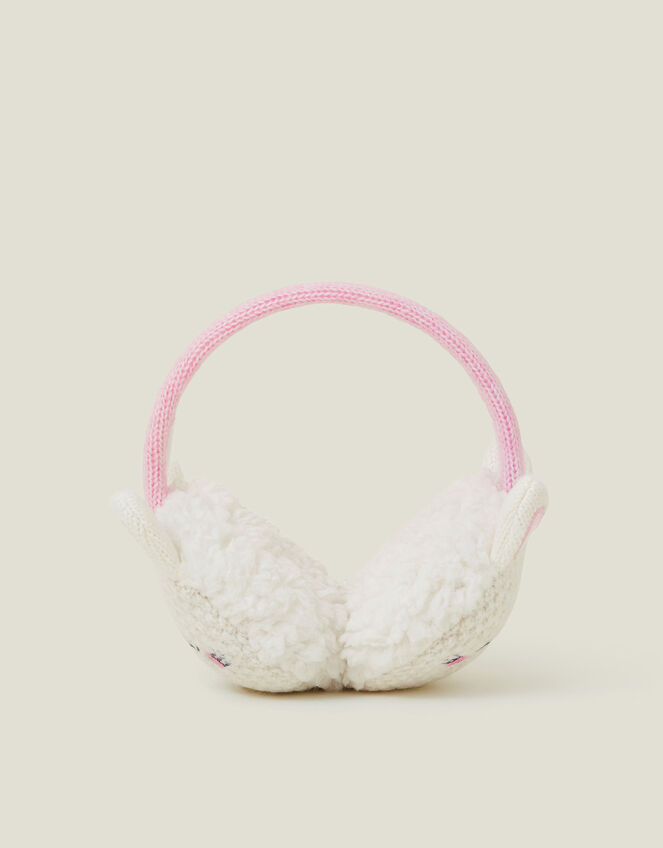 Girls Knit Bunny Earmuffs, , large
