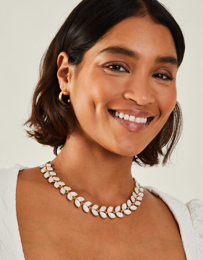 Pearly Leaf Necklace, , large