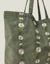 Daisy Embroidered Corduroy Shopper Bag, , large