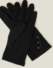 Touchscreen Button Gloves in Wool Blend, Black (BLACK), large