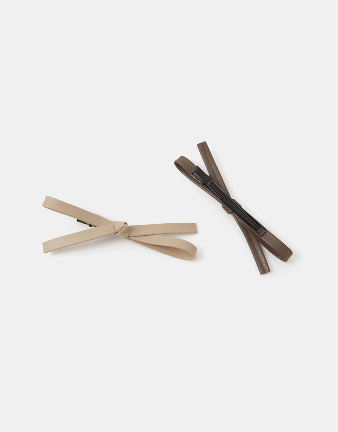 2-Pack Faux Leather Bow Hair Clips, , large