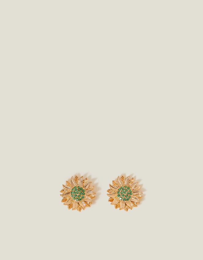 Sunflower Gem Stud Earrings, , large