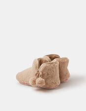 Fluffy Braided Slipper Boots, Natural (NATURAL), large