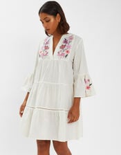 Jasmine Embroidered Smock Dress, White (WHITE), large