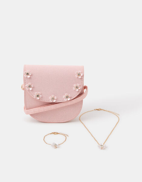 Girls Jewel Flower Bag & Jewellery Set, , large