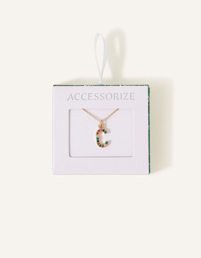 Crystal Initial Necklace, Multi (DARKS-MULTI), large