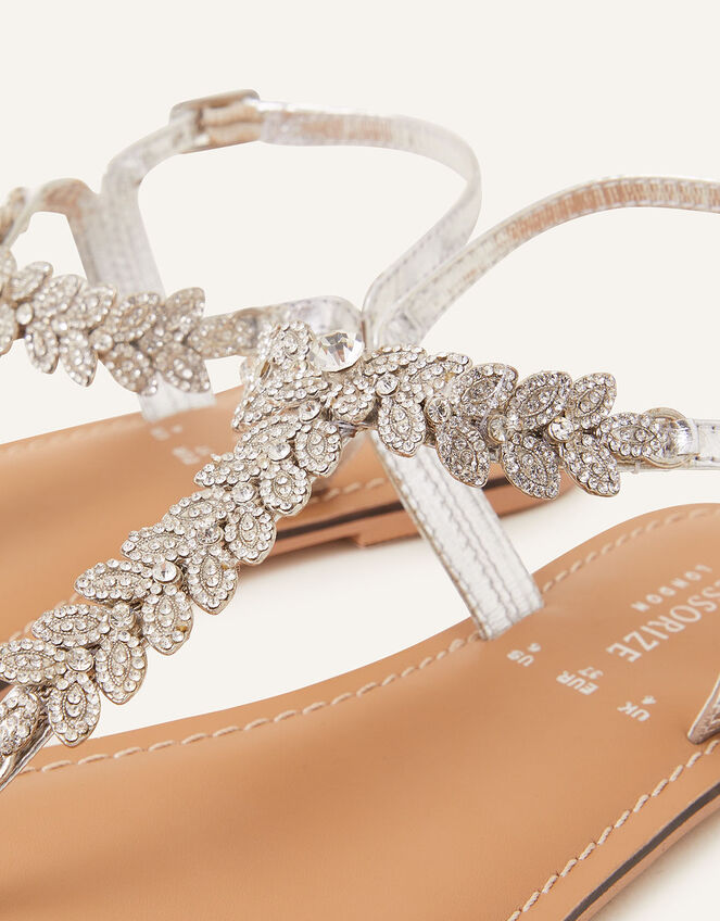 Diamante Leaf Embellished Sandals, White (CRYSTAL), large