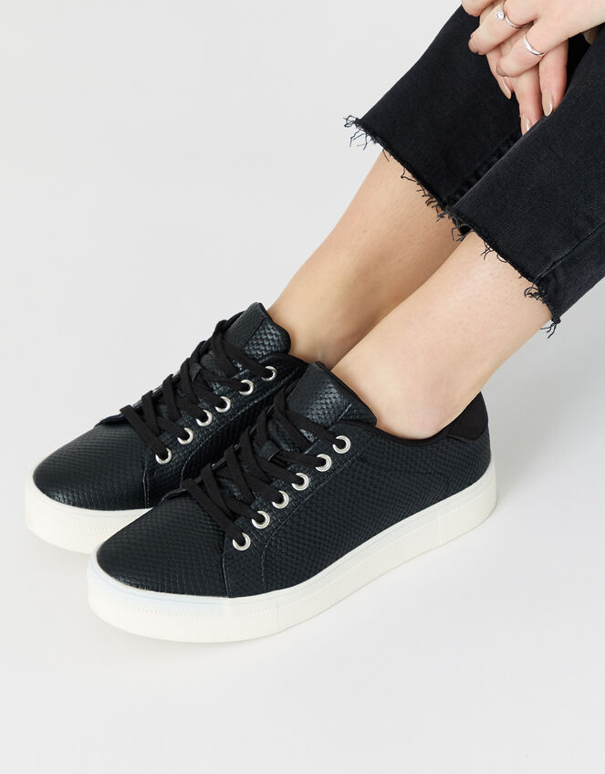 Animal Textured Trainers, Black (BLACK), large