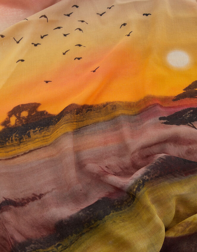Savannah Watercolour Landscape Print Scarf, , large