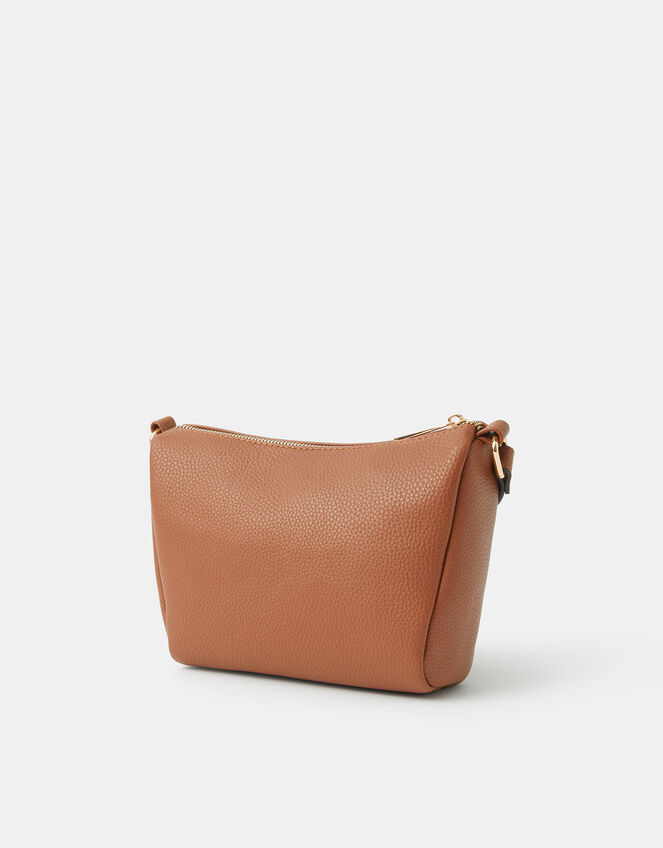Zip Front Crossbody Bag, Tan (TAN), large