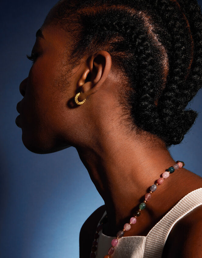 14ct Gold-Plated Bobble Hoop Earrings, , large