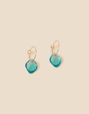 Beaded Glass Drop Hoops, , large