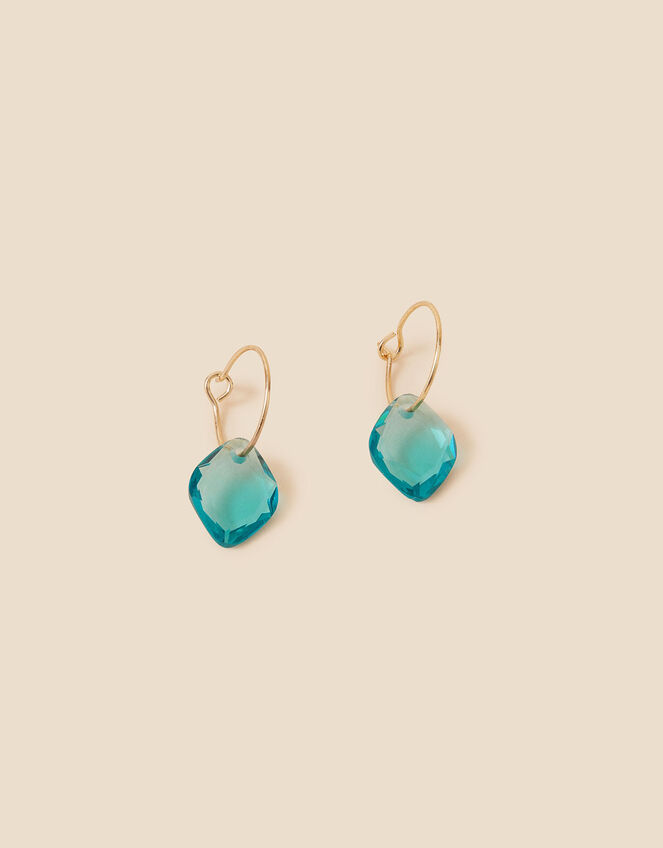Beaded Glass Drop Hoops, , large