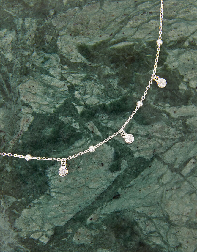 Sterling Silver Ball and Sparkle Necklace, , large