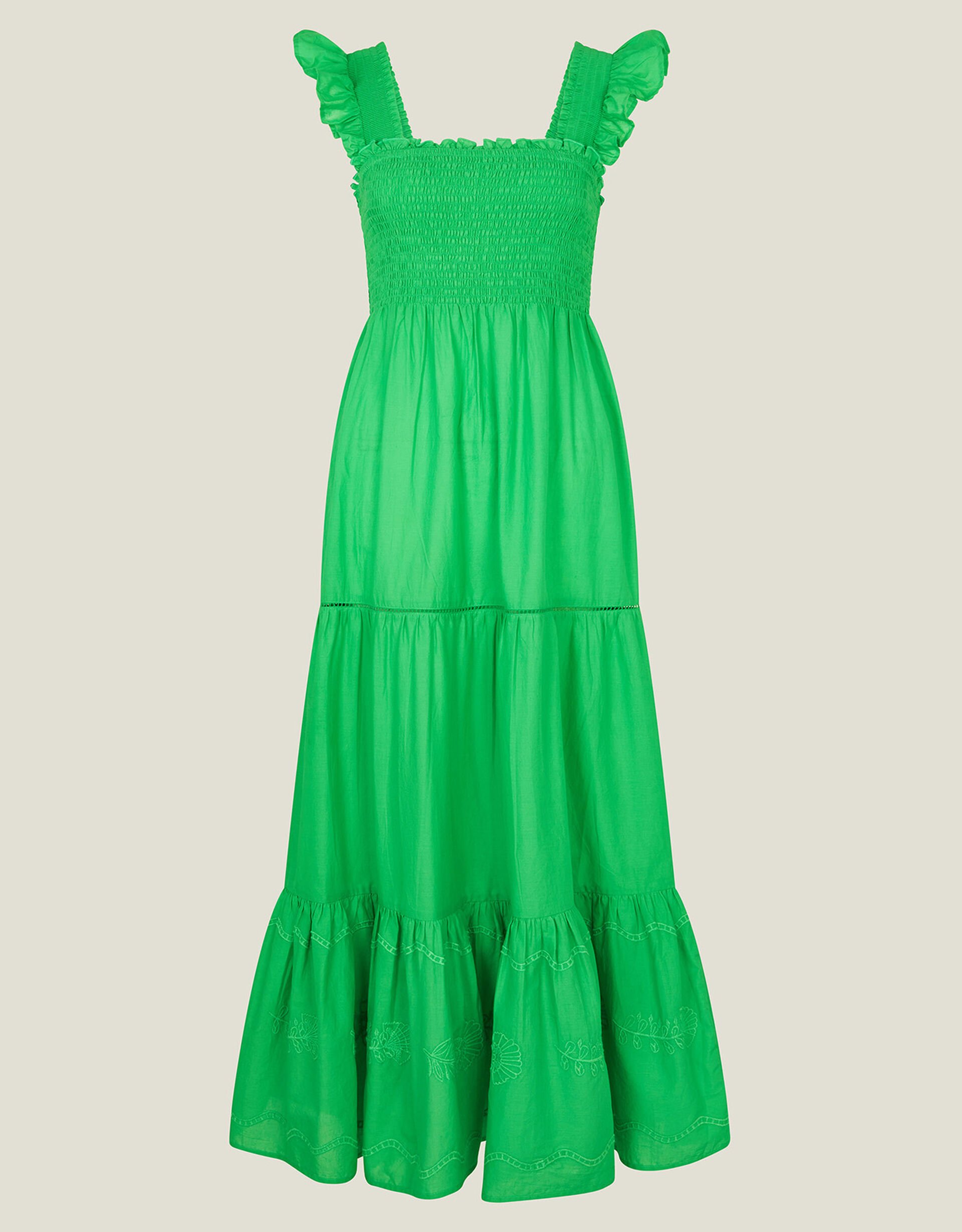 Embroidered Tier Dress Green Dresses Accessorize UK