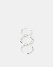 Sterling Silver-Plated Molten Linked Stacking Ring, Silver (ST SILVER), large
