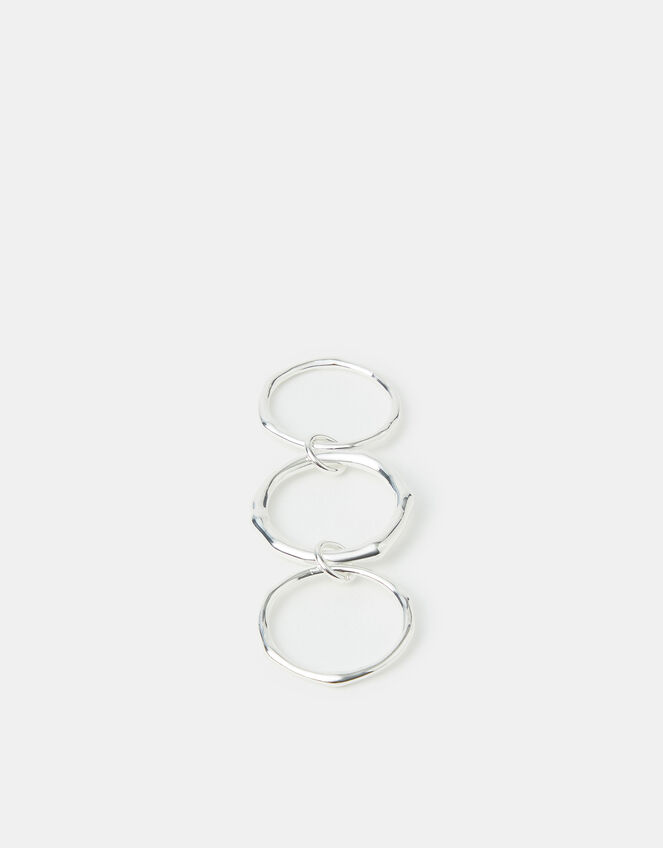 Sterling Silver-Plated Molten Linked Stacking Ring, Silver (ST SILVER), large