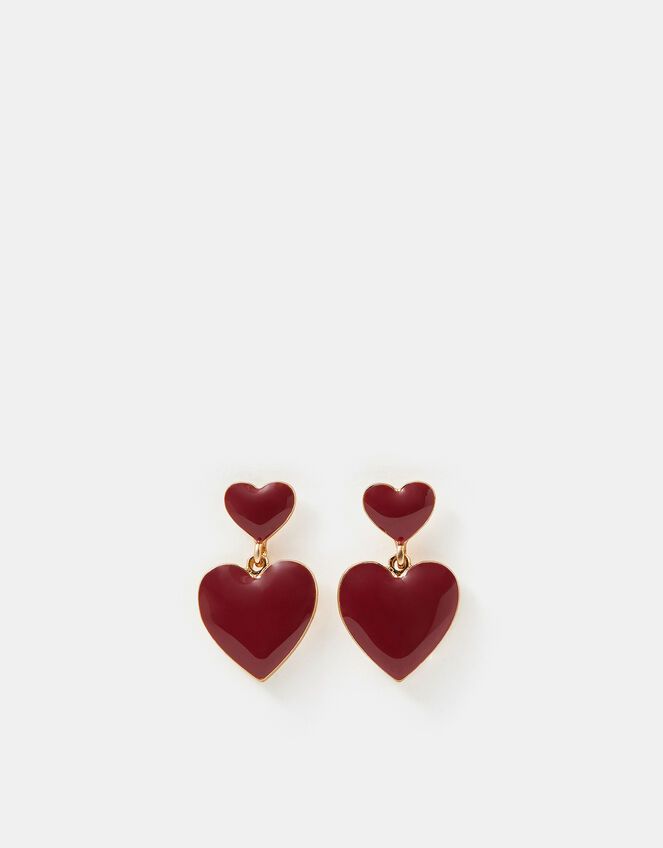 Enamel Heart Drop Earrings, , large