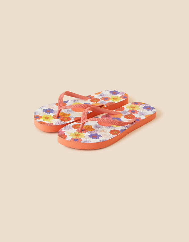 Floral Print Flip Flops, Multi (BRIGHTS-MULTI), large