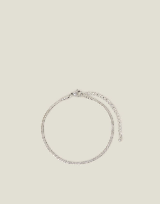 Platinum-Plated Stainless Steel Omega Bracelet, , large