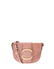 Buckle Saddle Cross-Body Bag, Pink (PINK), large