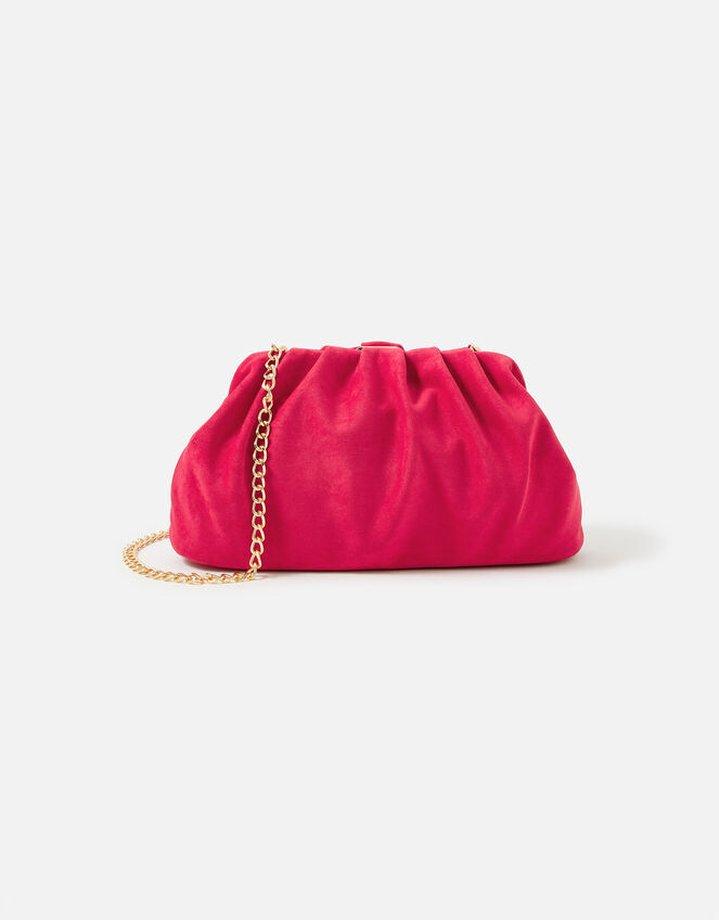 Suedette Soft Pleat Clutch, , large