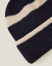 Lucy Stripe Beanie in Wool Blend, , large