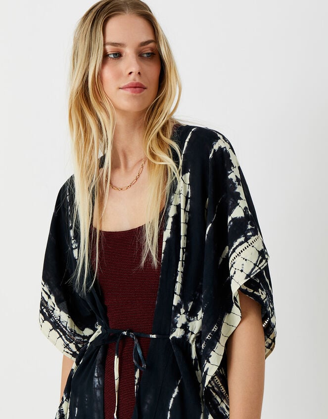 Tie Dye Kaftan in LENZING™ ECOVERO™ , Black (BLACK), large