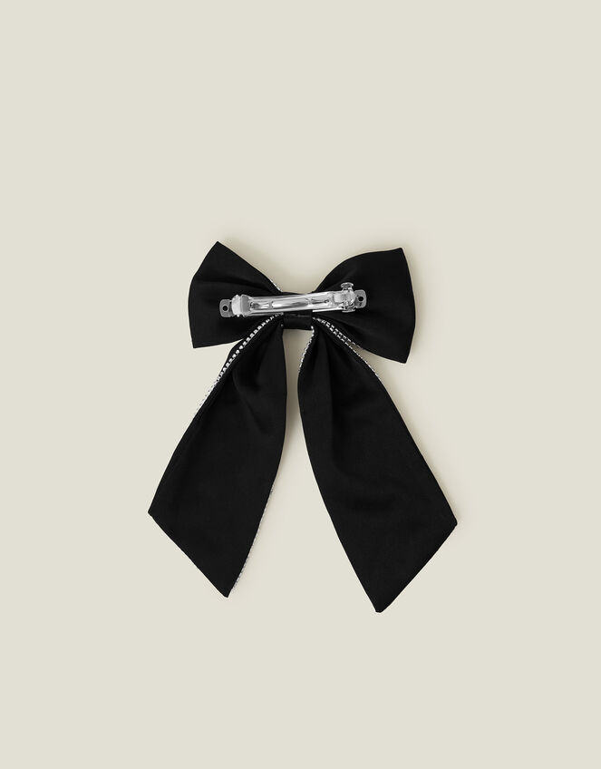 Diamante Bow Barrette Hair Clip, , large