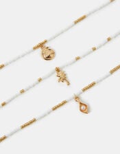 3-Pack Beaded Summer Charm Anklets, , large