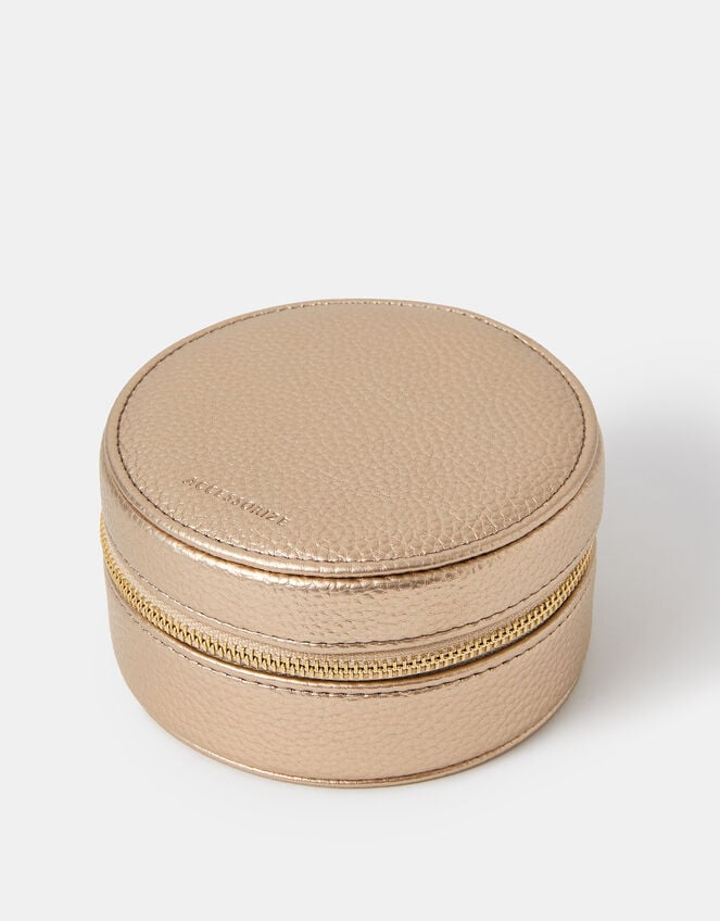 Round Metallic Jewellery Box, , large
