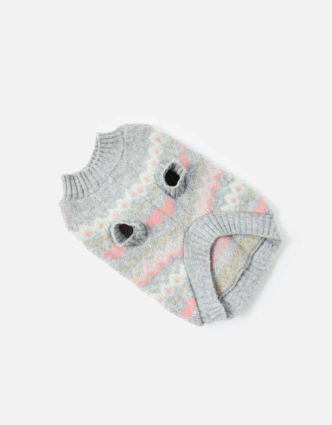 Fairisle Dog Jumper, Grey (GREY), large
