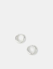Sterling Silver-Plated Chunky Huggie Hoop Earrings, , large
