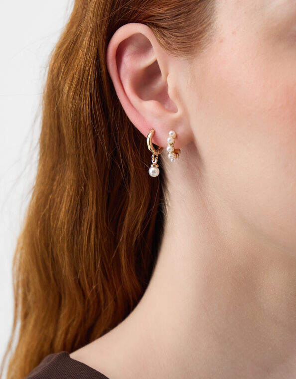 5-Pack Pearl Stud & Twisted Hoop Earrings, , large