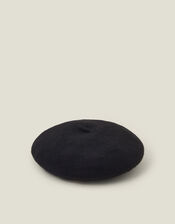 Heart Wool Beret, Black (BLACK), large