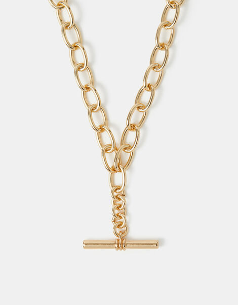T-Bar Link Chain Necklace, Gold (GOLD), large