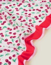 Square Cherry Print Satin Scarf, , large