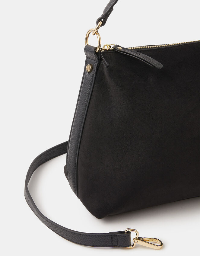Slouchy Suedette Handbag, Black (BLACK), large