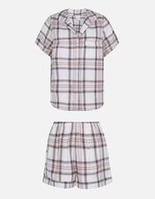 Check Button Shorts Pyjama Set, Grey (GREY), large
