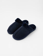 Suede Mule Slippers, Blue (NAVY), large
