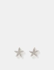 Starfish Stud Earrings, Silver (SILVER), large
