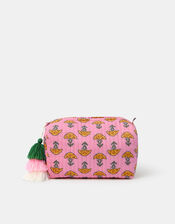 Floral Block Print Wash Bag, , large
