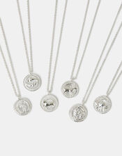 Sterling Silver-Plated Zodiac Coin Pendant Necklace, Silver (ST SILVER), large