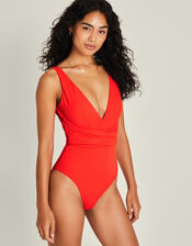Plunge Shaping Swimsuit, Orange (CORAL), large