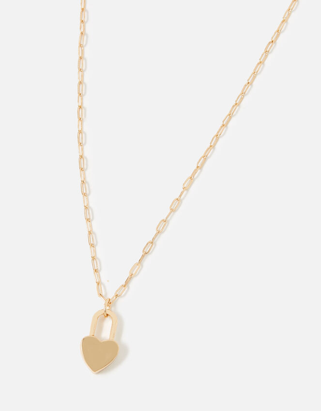 Berry Blush Heart Padlock Necklace, , large