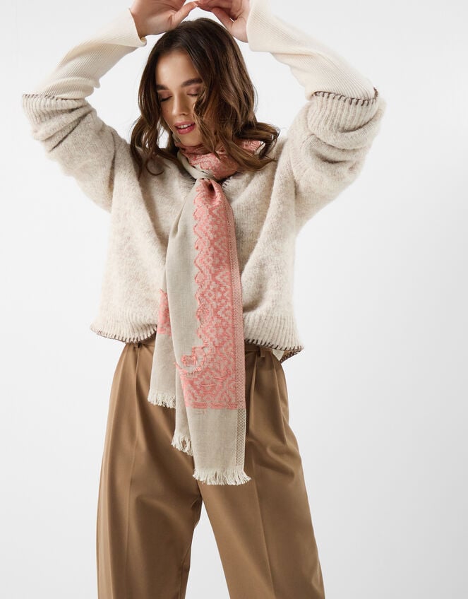 Lightweight Jacquard Embroidered Scarf, , large